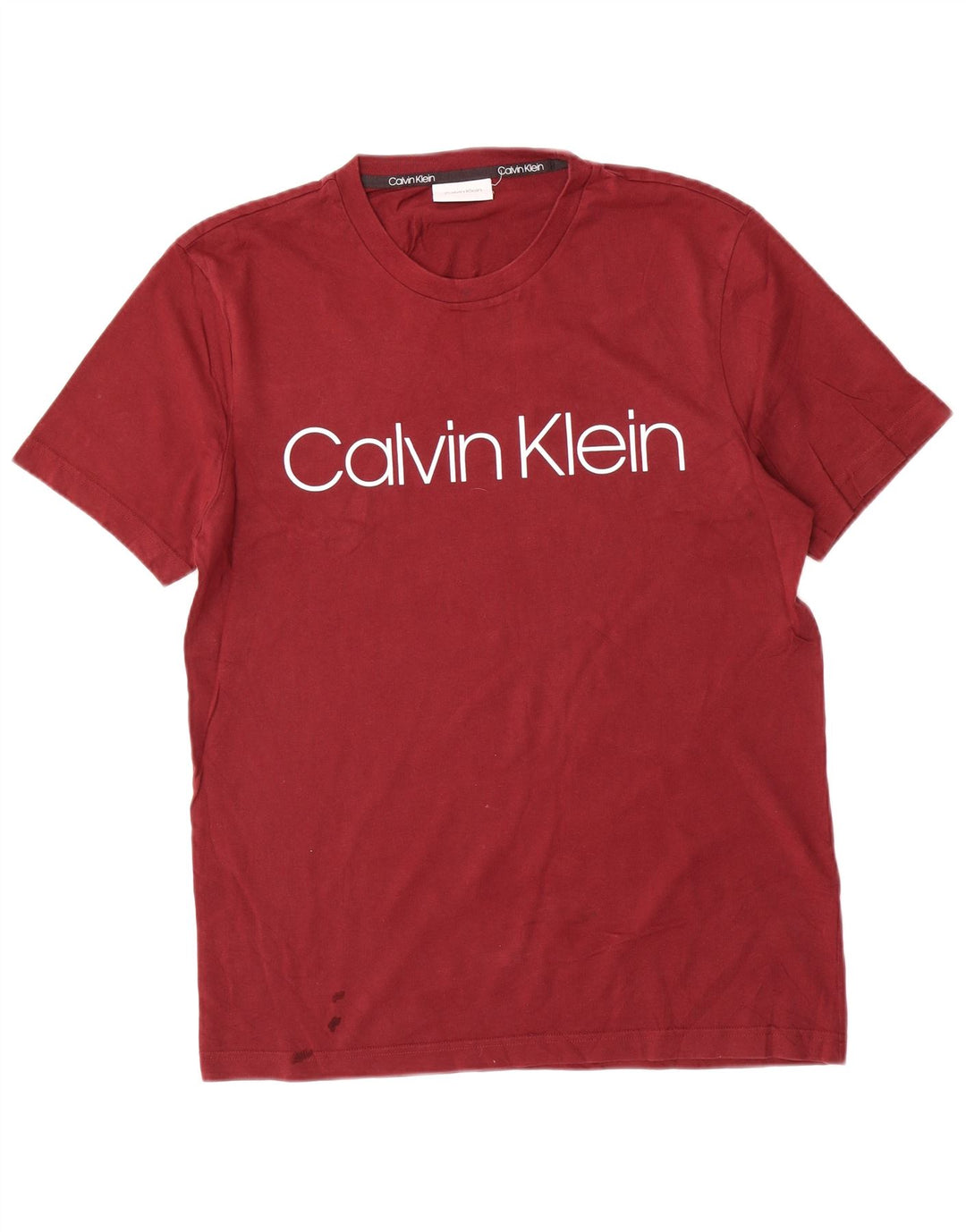 Calvin Klein Camiseta masculina gráfica Top médio algodão vermelho