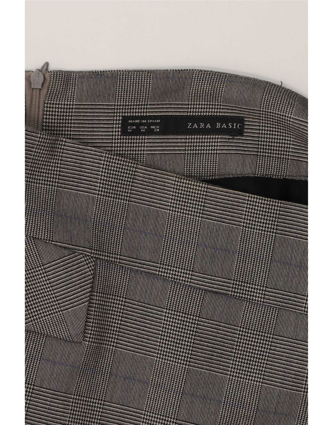 Zara Saia lápis midi feminina média W30 xadrez cinza