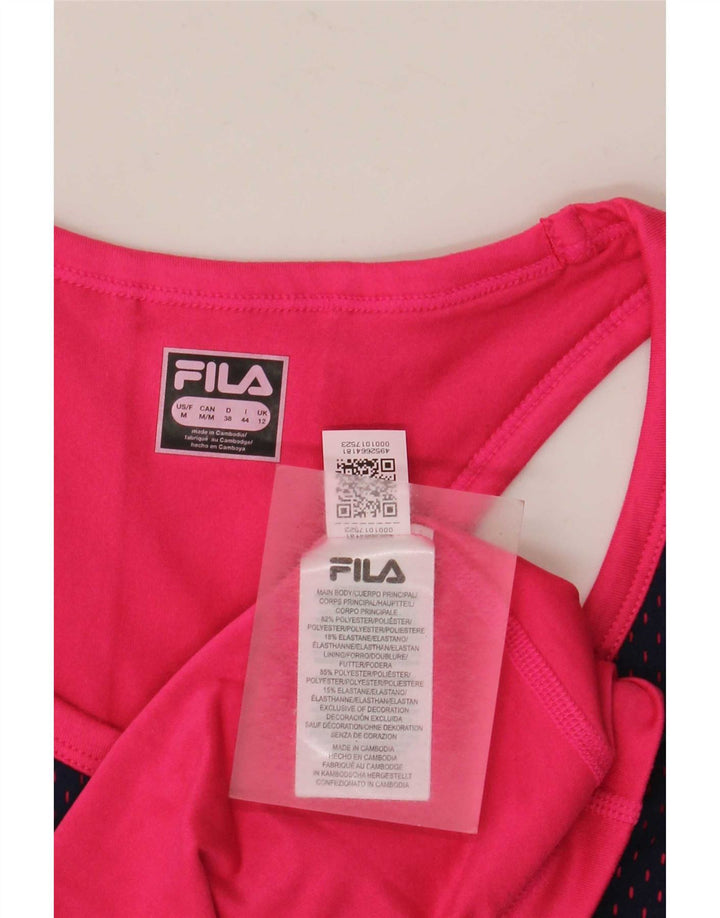 Fila Womens Graphic Vest Top UK 12 Médio Azul Marinho Colourblock Poliéster