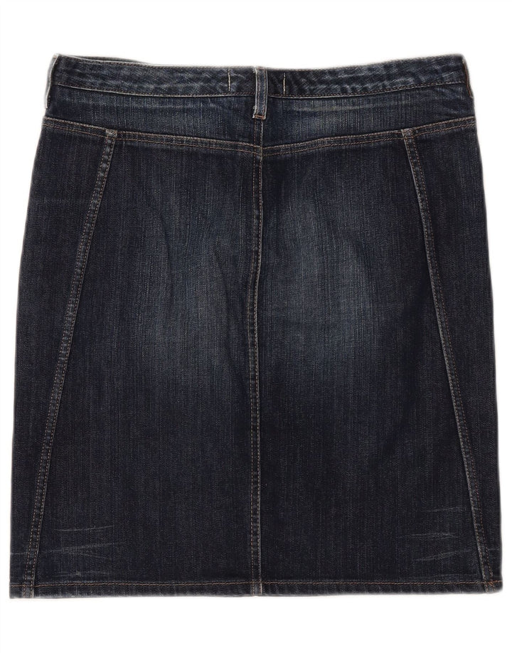 Saia jeans feminina Benetton IT 44 médio W32 algodão azul marinho