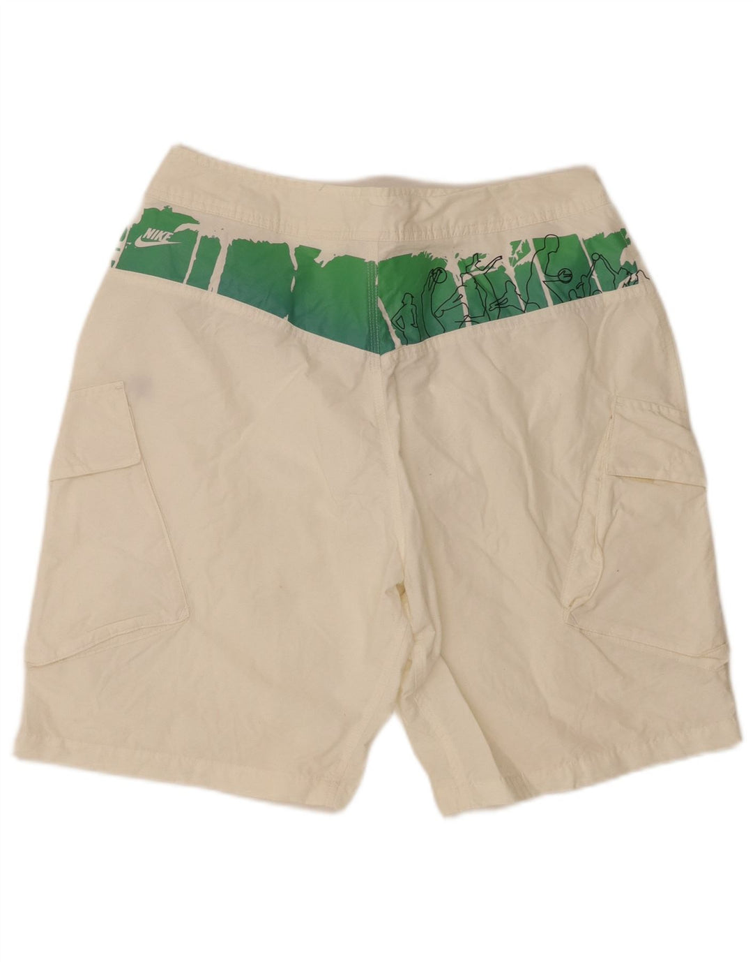 Shorts de natação masculino NIKE Graphic Cargo médio algodão branco