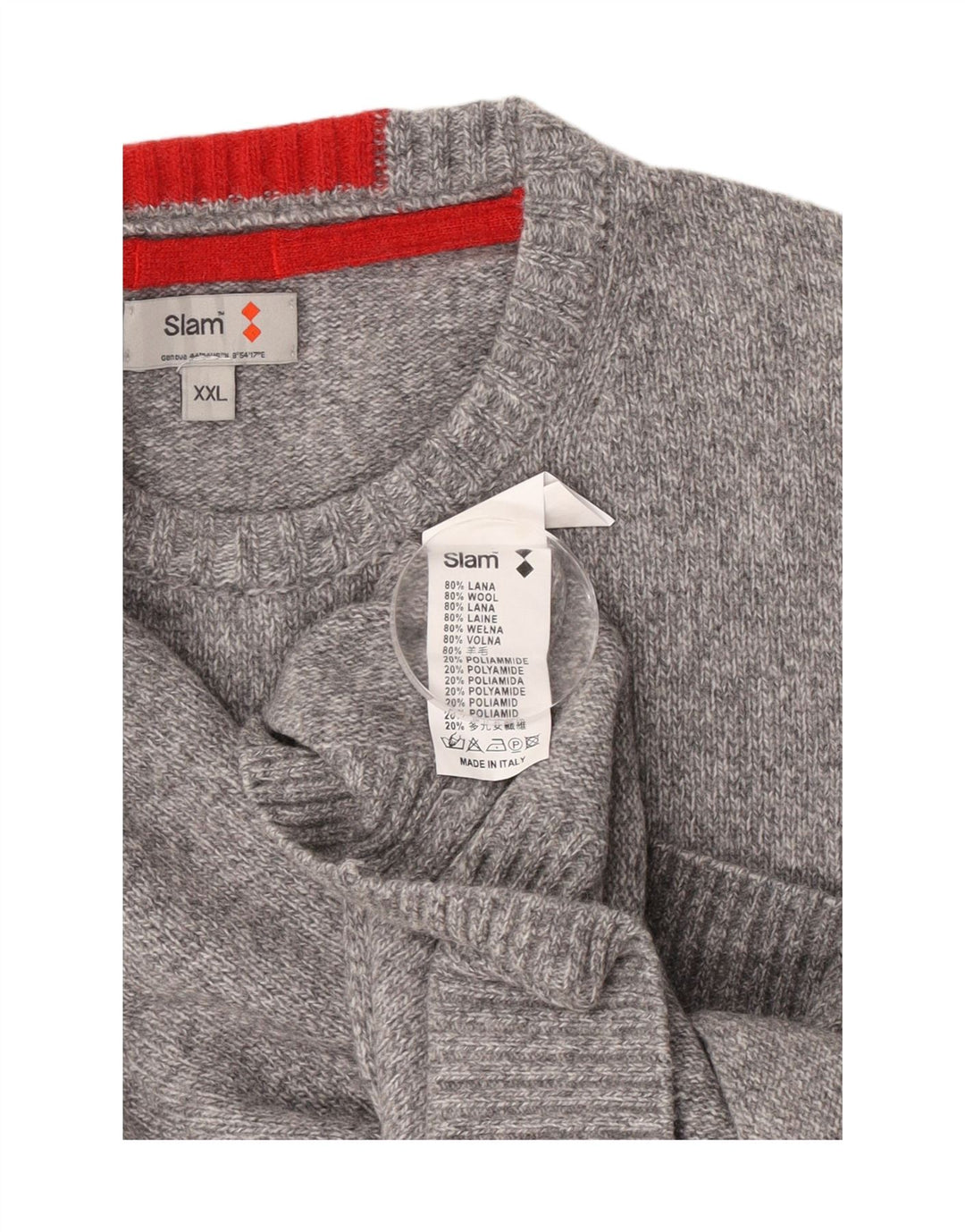 Suéter masculino Slam com gola redonda 2XL lã manchada cinza