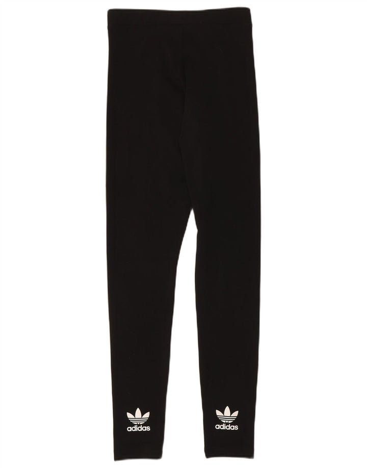 ADIDAS Womens Graphic Leggings UK 10 Pequeno Poliéster Preto