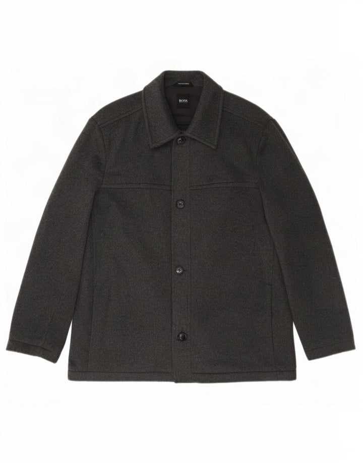 Sobretudo masculino Hugo Boss IT 52 XL lã cinza
