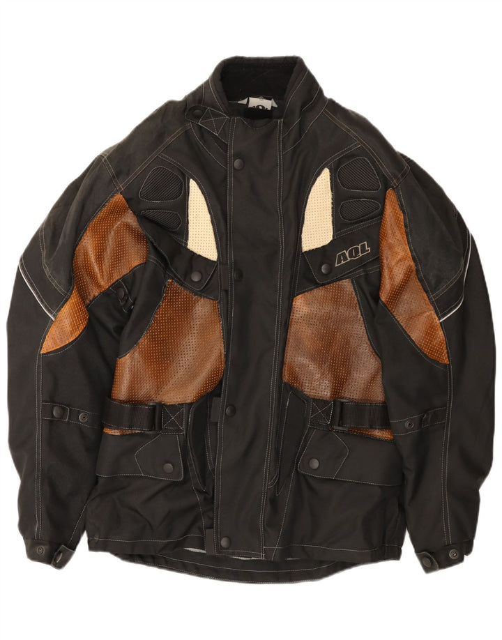 Jaqueta vintage masculina Motorstyle Racer UK 38 bloco colorido preto médio