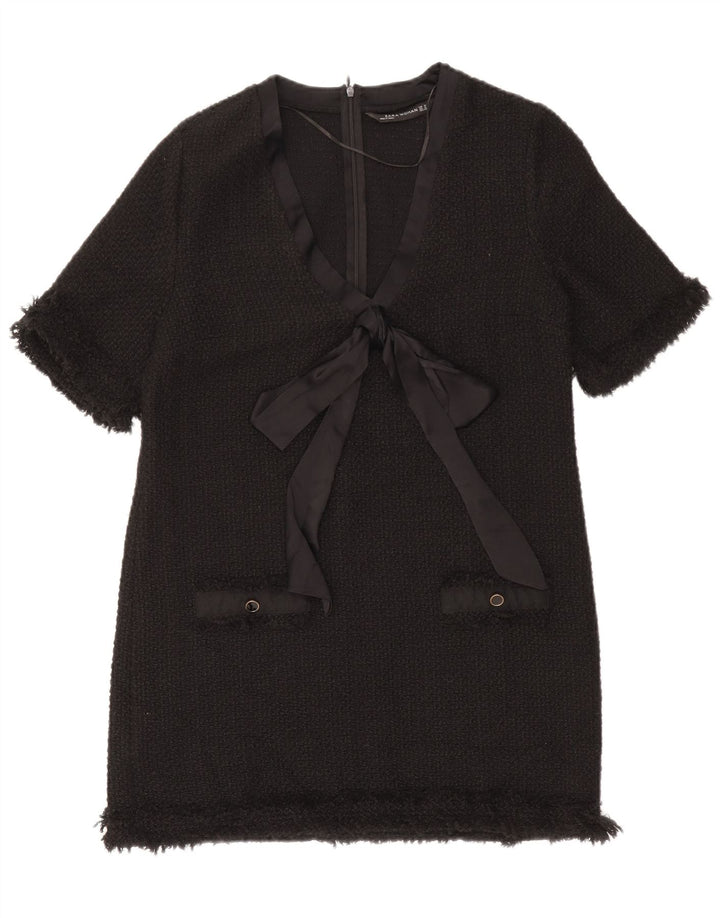 Zara Womens Shift Dress UK 12 Médio Preto Acrílico