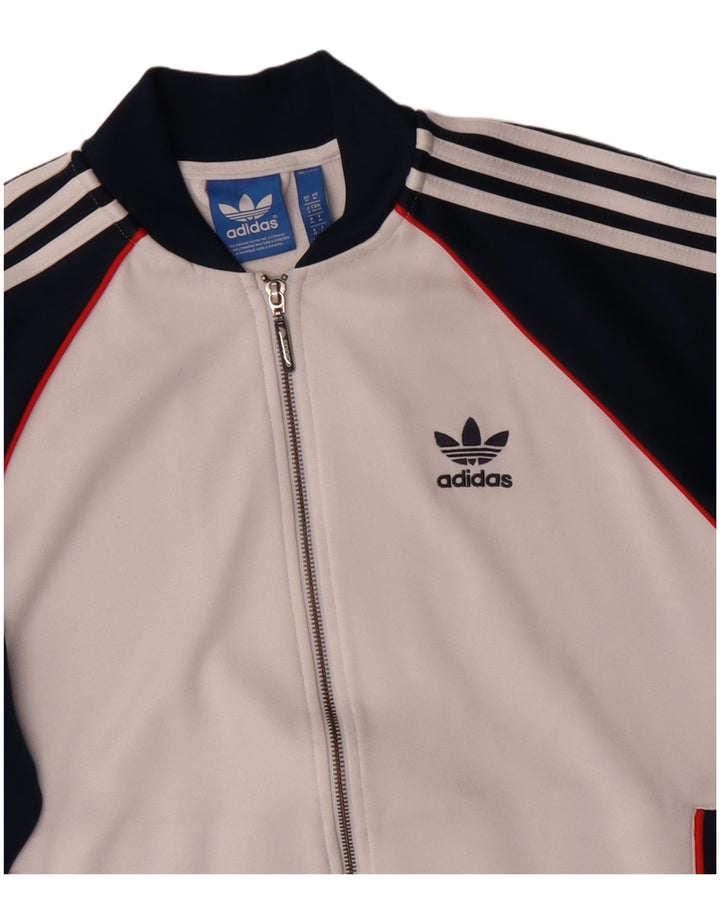 Adidas Mens Tracksuit Top Jacket Médio Branco Colourblock Poliéster
