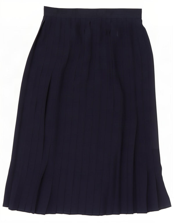 St Michael Womens High Waist Pleated Skirt UK 12 Medium W26 Navy Blue