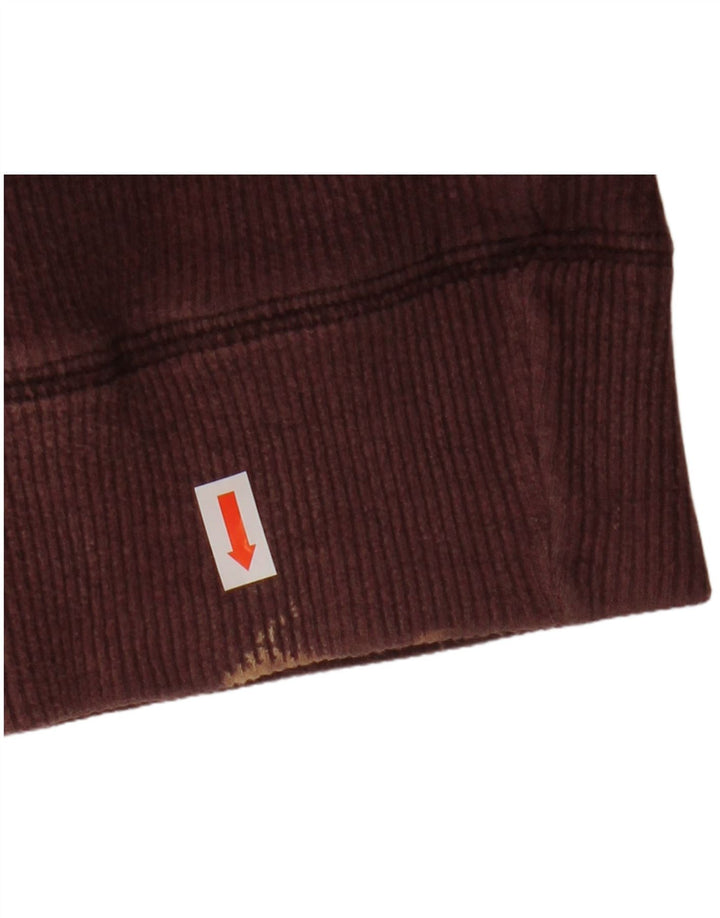 Fat Face Masculino Zip Neck Moletom Jumper Médio Algodão Borgonha