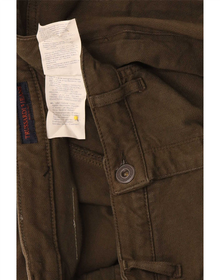 Jeans femininos Trussardi Bootcut W31 L31 algodão cáqui