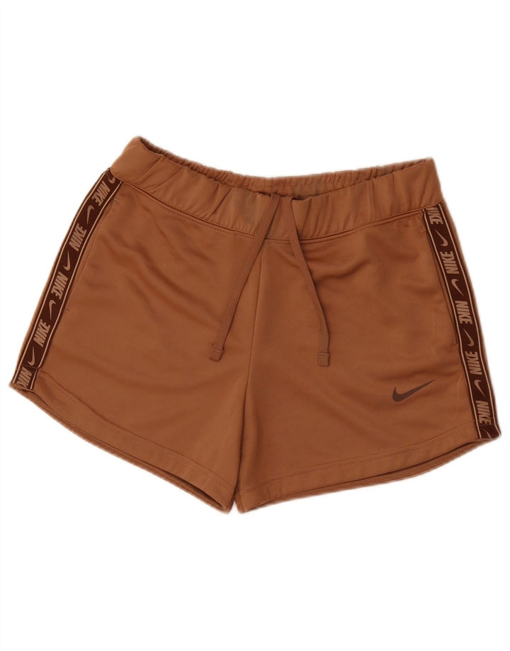 Shorts esportivos gráficos femininos Nike UK 10 pequeno poliéster marrom