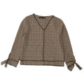 Blusa feminina de manga comprida Zara Top UK 10 pequeno cinza houndstooth