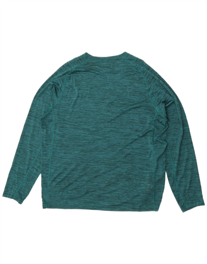 Eddie Bauer Top masculino de manga comprida XL verde manchado de poliéster