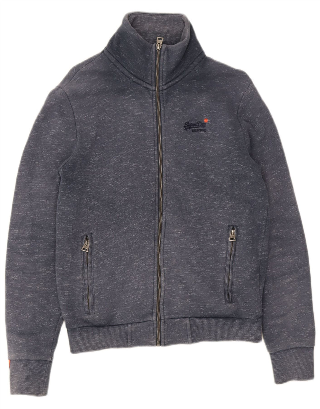Superdry Jaqueta masculina de treino masculina pequena cinza manchada de algodão
