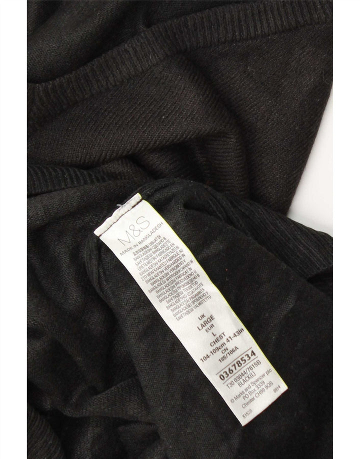 Suéter masculino Marks & Spencer com decote em V grande acrílico preto