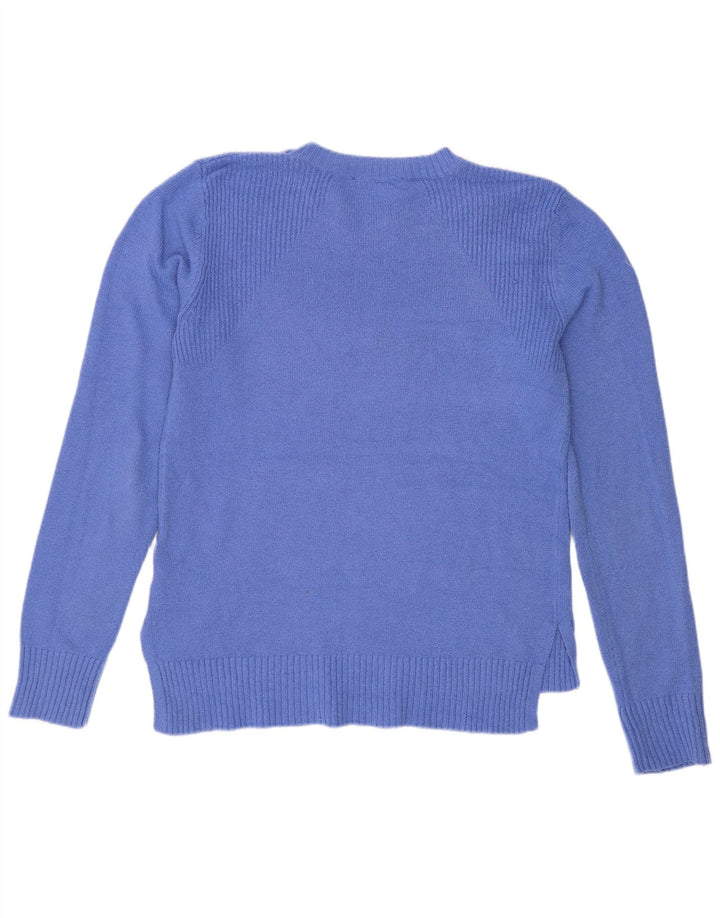 Suéter feminino Oasis com gola redonda UK 14 poliéster azul médio