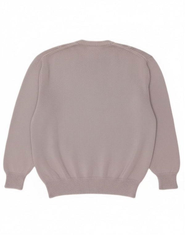 Suéter feminino vintage com gola redonda UK 18 XL algodão roxo