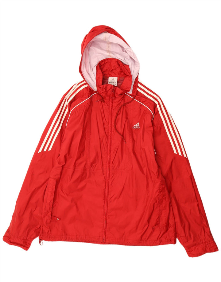 Jaqueta de chuva masculina Adidas com capuz UK 44/46 grande poliamida vermelha