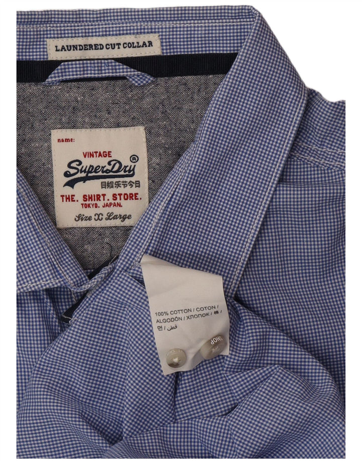 Camisa masculina SUPERDRY XL azul algodão guingão