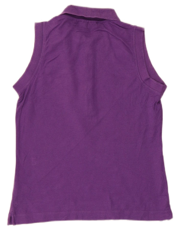 Camisa polo feminina sem mangas Fila UK 12 algodão roxo médio