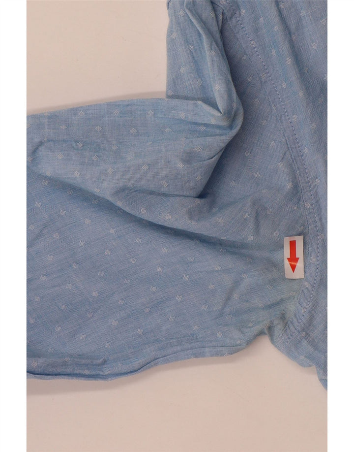 Camisa masculina Hugo Boss Regular Fit algodão manchado azul médio