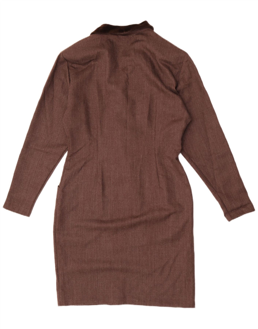 Vestido camisa feminino vintage Reino Unido 12 lã marrom médio