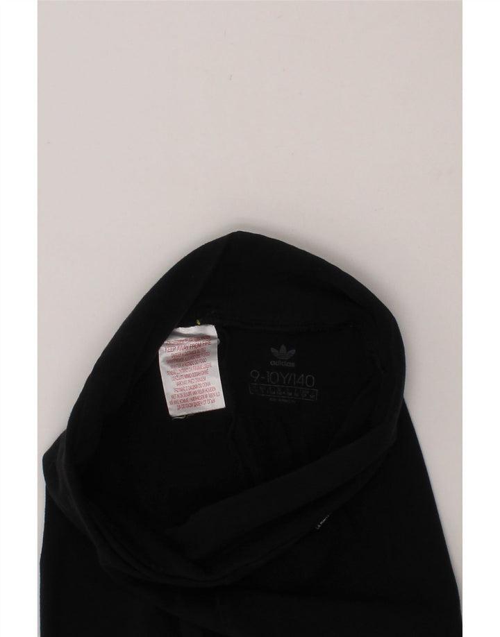 ADIDAS Girls Graphic Leggings 9-10 Years Black Vintage Adidas and Second-Hand Adidas from Messina Hembry 