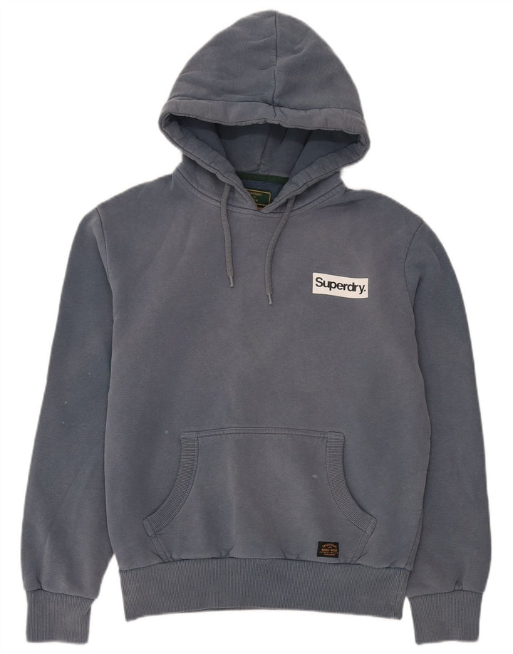 Suéter com capuz masculino Superdry pequeno azul algodão