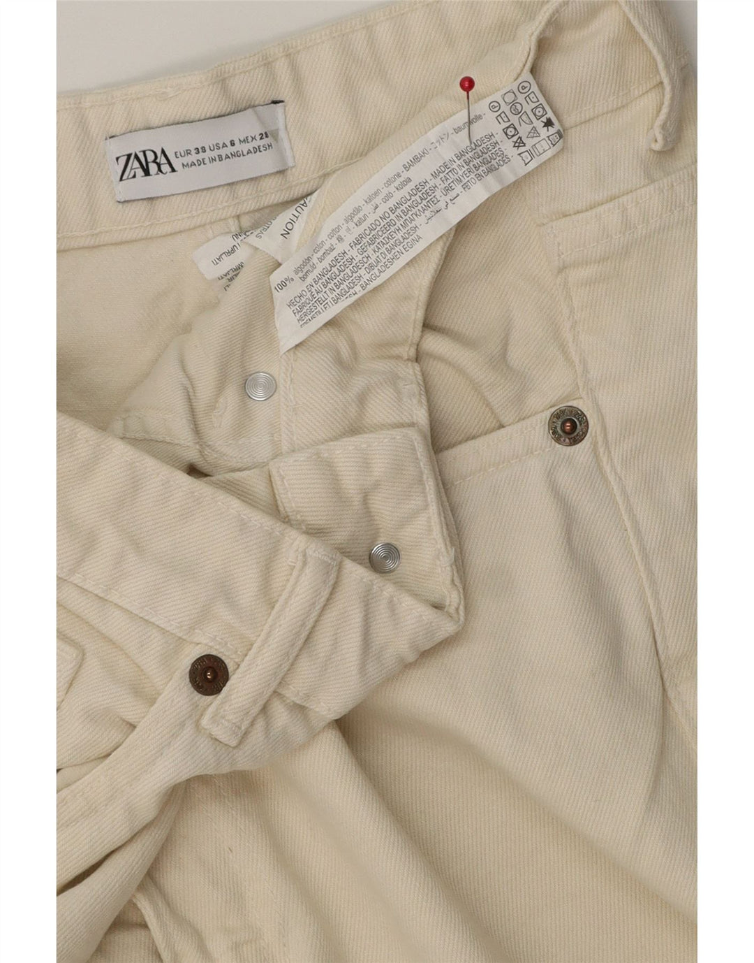 Shorts jeans feminino Zara UE 38 pequeno W28 algodão branco