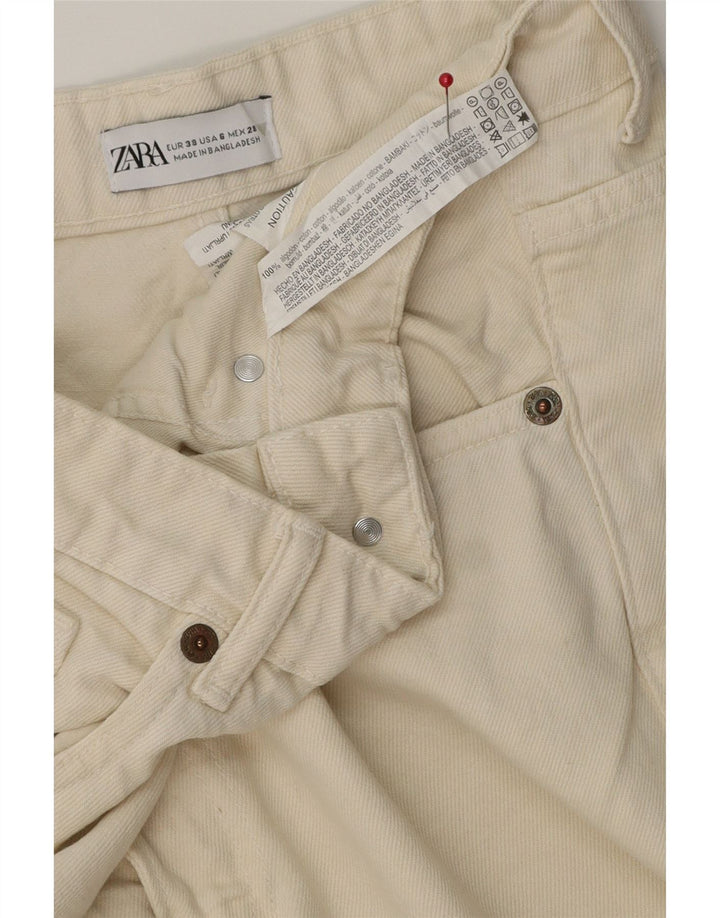 Shorts jeans feminino Zara UE 38 pequeno W28 algodão branco