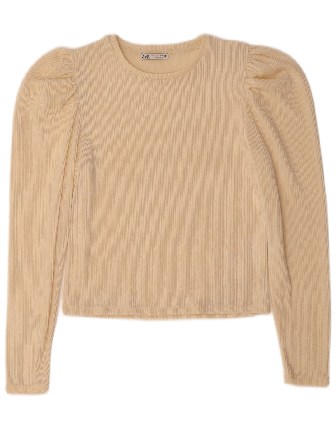 ZARA Womens Long Sleeve Blouse Top UK 10 Small Beige