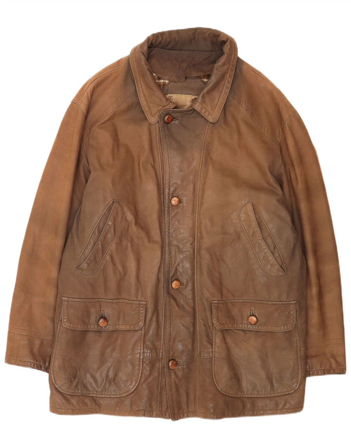 Jaqueta de couro masculina Conbipel IT 52 grande couro marrom