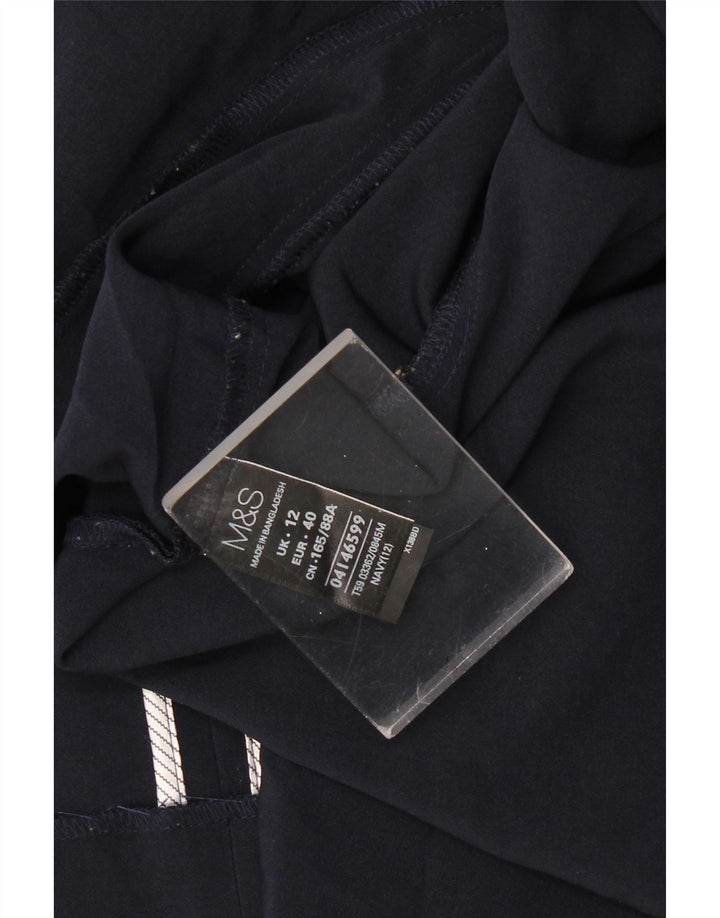 Jaqueta blazer aberta feminina MARKS & SPENCER Reino Unido 12 poliéster azul marinho médio