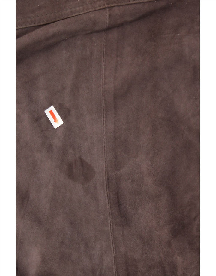 Jaqueta corta-vento masculina vintage de camurça Reino Unido 42 XL couro marrom