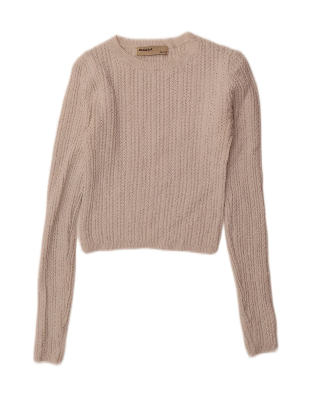 Suéter feminino PULL & BEAR com gola redonda e gola redonda UK 8 pequeno branco