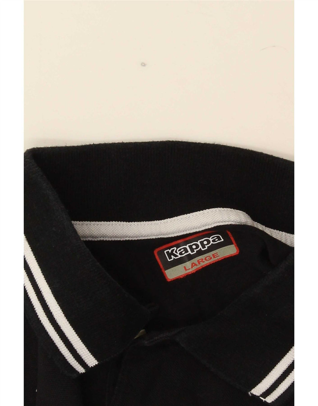 Camisa polo masculina Kappa grande listrada preta