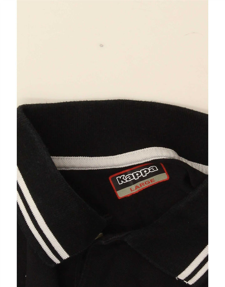 Camisa polo masculina Kappa grande listrada preta