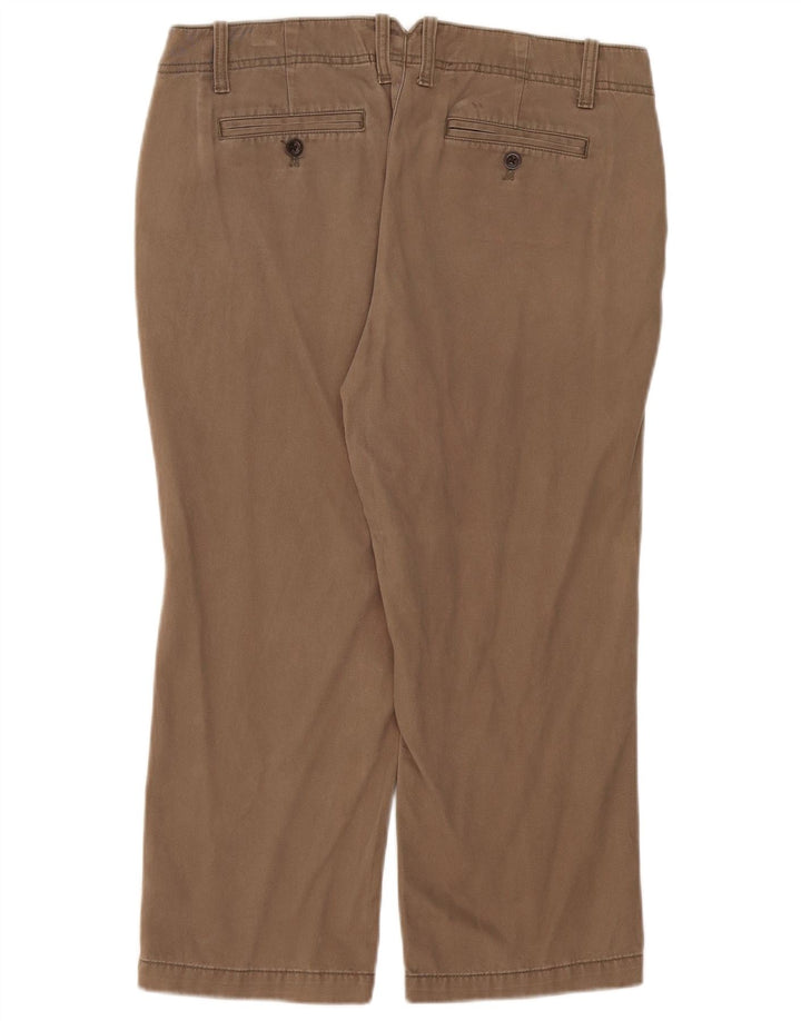Calça capri feminina Eddie Bauer EUA 8 médio W34 L23 algodão bege