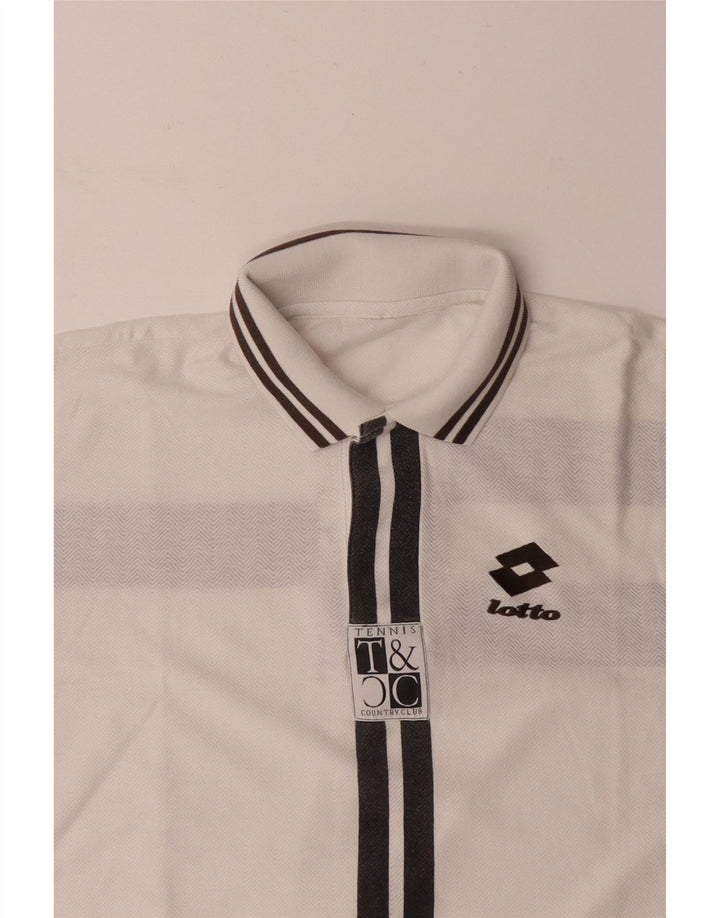 Camisa polo masculina gráfica LOTTO médio branco colorblock