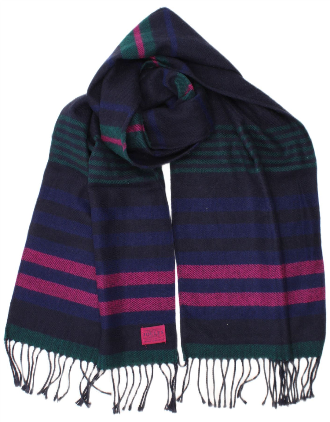 Cachecol feminino JOULES retangular tamanho único listrado azul marinho clássico