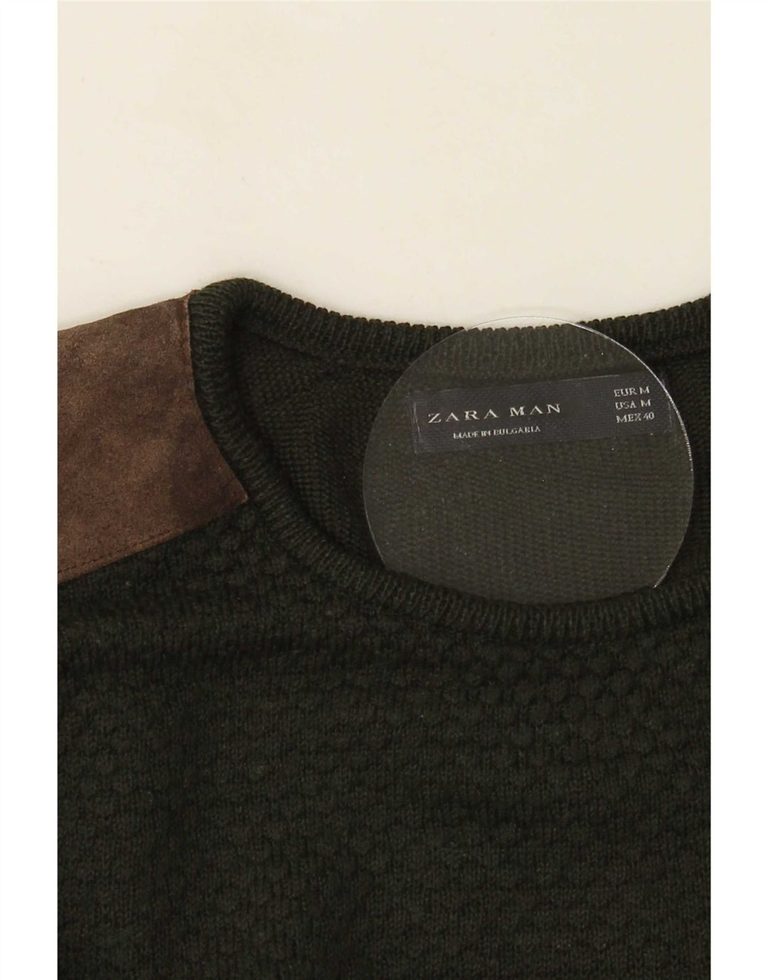 Zara Suéter masculino com gola redonda e bloco colorido verde médio