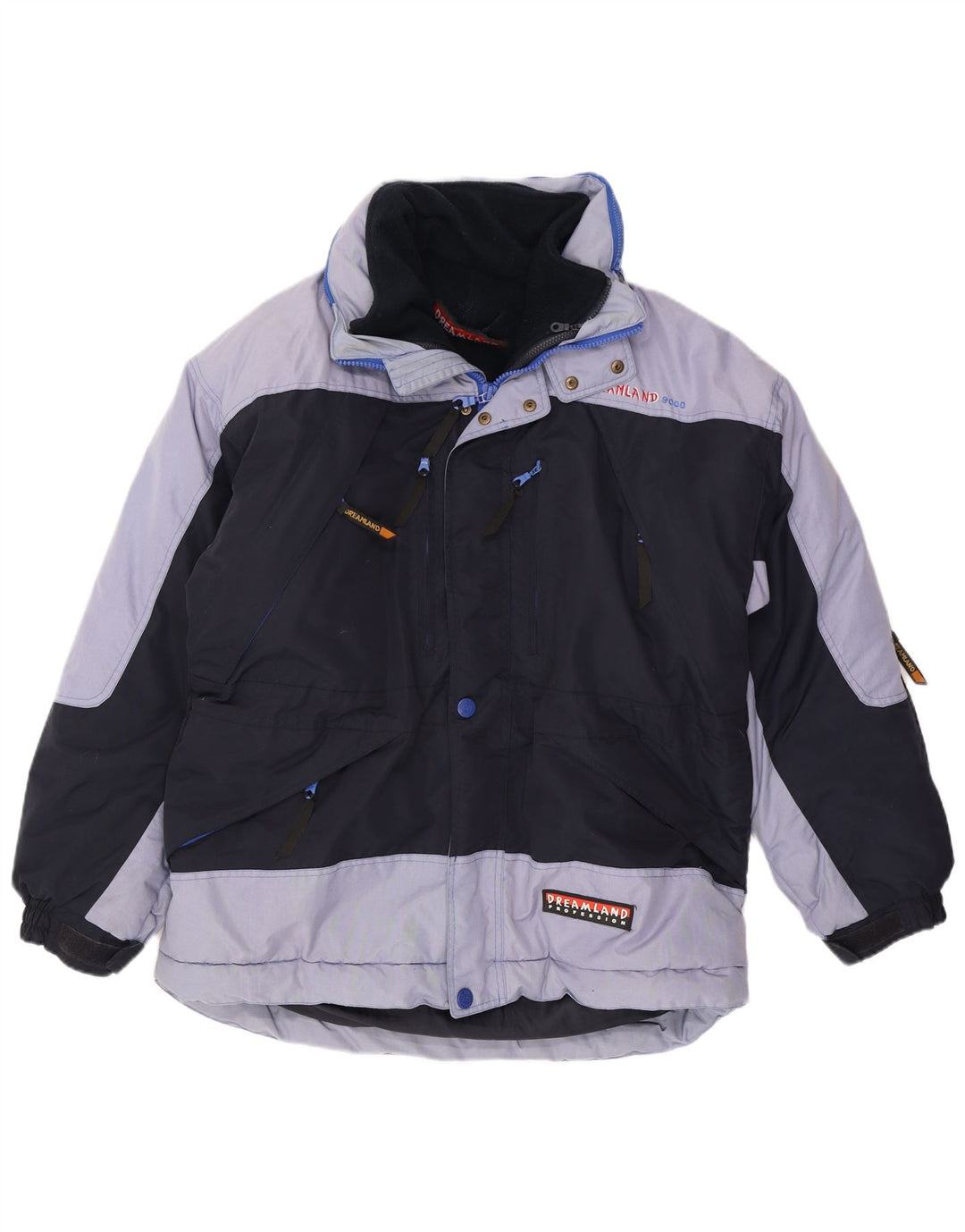 Jaqueta de esqui masculina com capuz Dreamland UK 40 grande bloco colorido azul marinho