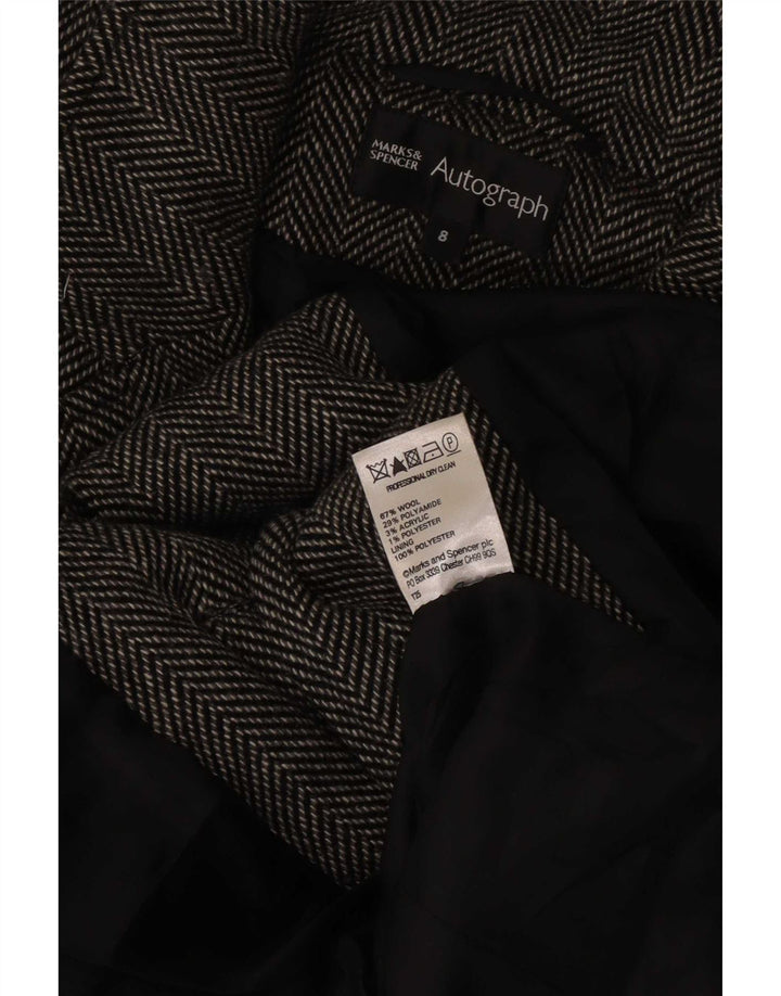 Sobretudo feminino Marks & Spencer Autograph Reino Unido 8 lã espinha de peixe cinza pequena