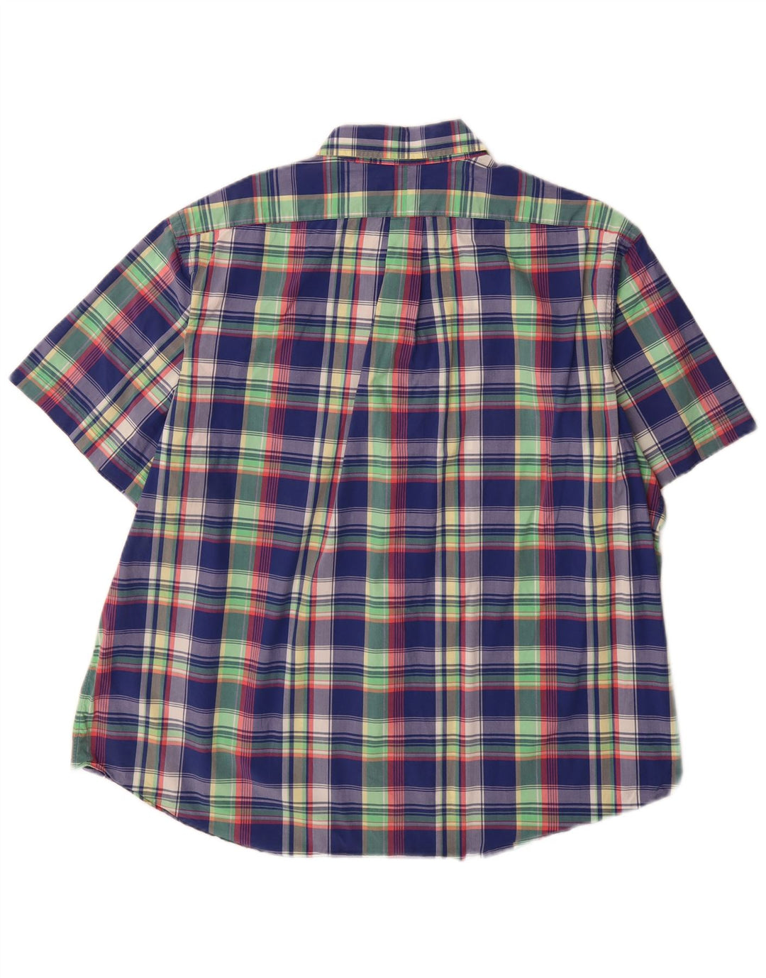 Ralph Lauren Camisa masculina de manga curta 2XL algodão xadrez azul