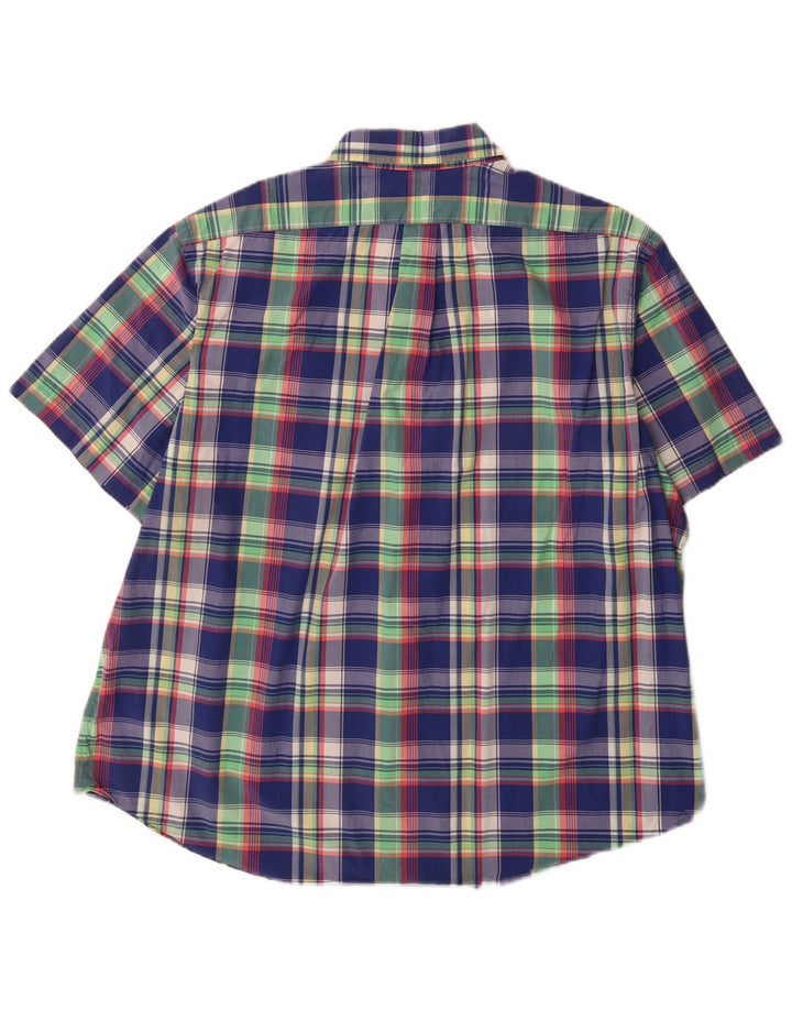 Ralph Lauren Camisa masculina de manga curta 2XL algodão xadrez azul