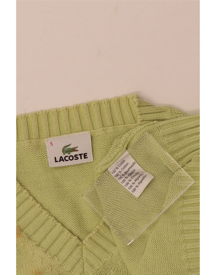Suéter masculino LACOSTE com decote em V tamanho 5 grande algodão verde