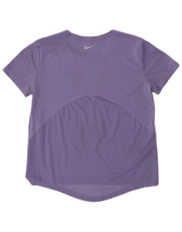 Camiseta feminina Nike Dri Fit Top UK 10 pequena roxa poliéster