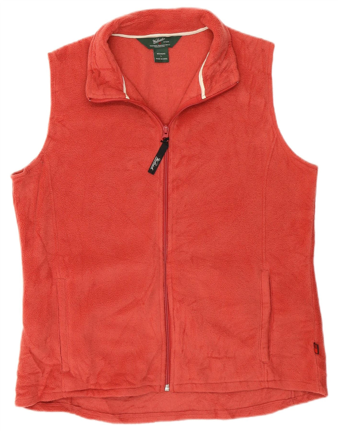 Colete de lã feminino WOOLRICH UK 16 grande vermelho