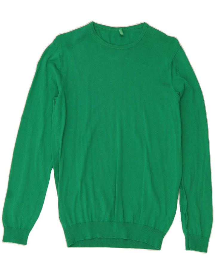 BENETTON Womens Crew Neck Jumper Sweater UK 10 Small Green Cotton Vintage Benetton and Second-Hand Benetton from Messina Hembry 