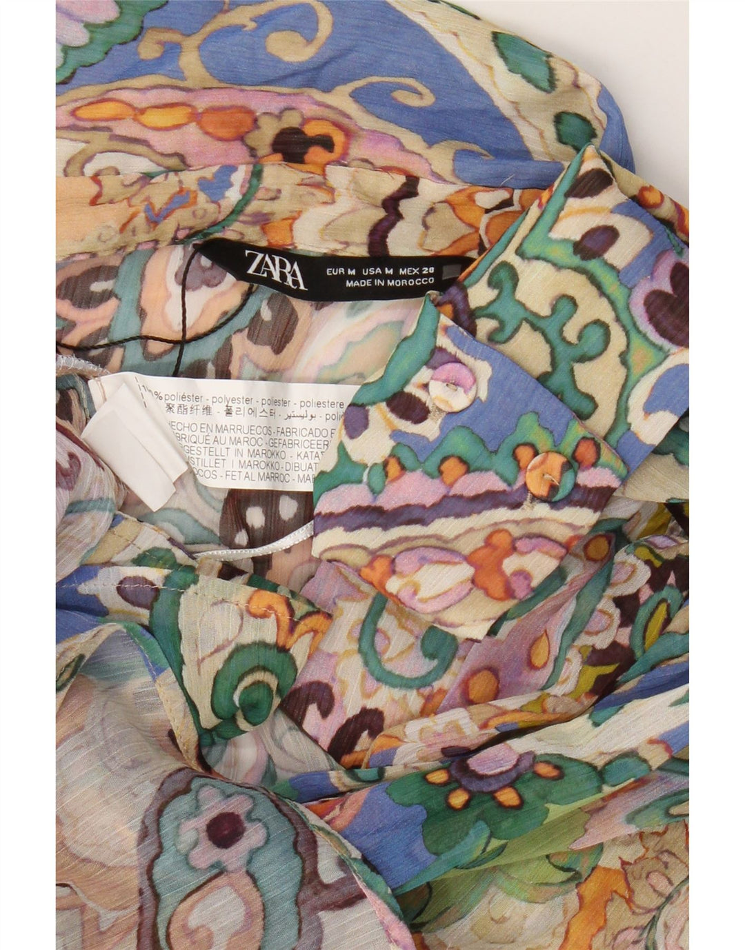 Camisa Feminina Oversized Zara Reino Unido 14 Médio Multicolorido Paisley